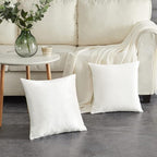 GIGIZAZA Decorative Throw Pillow Covers 16x16,Set of 2 White Square Couch Pillow Covers,Velvet Sofa Boho Cushion Pillows