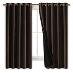 NICETOWN Complete 100% Blackout Curtains, Thermal Insulated & Energy Efficiency Window Draperies with Black Liner, Noise Reducing Short Curtains for Kids Room (Brown, 70-inch W by 63-inch L, 2 Panels)