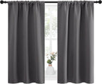 NICETOWN Grey Window Curtains for Bedroom - Home Decoration Thermal Insulated Rod Pocket Blackout Blinds & Drapes for Small Windows (Gray, 2 Panels, W34 x L45 -Inch)