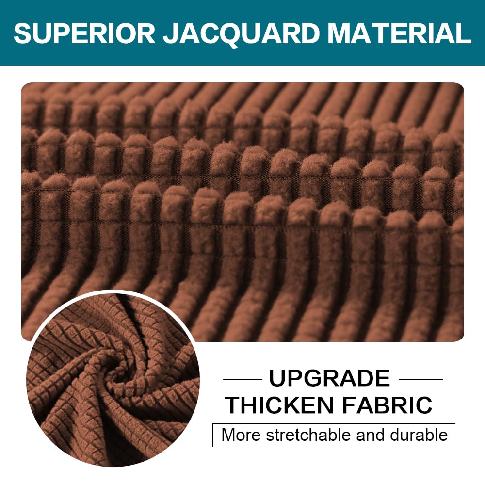 Turquoize 2 Piece Chair Covers Chair Slipcovers for Living Room Armchair Couch Cover Chair Sofa Cover with Individual Cushion Covers Furniture Cover for Chairs Feature Jacquard Fabric (Chair, Caramel)