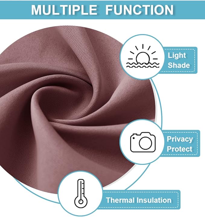 RYB HOME 54 inch Blackout Curtains for Living Room, Rod Pocket Thermal Insulated Small Window Drapes Room Darkening Shades for Bedroom Studio Dorm, W 42 x L 54 inch, Set of 2 Panels, Dusty Rose