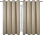 LEMOMO Blackout Curtains 66 x 54 Inch Long Beige Curtains Set of 2 Panels Room Darkening Curtains for Bedroom and Living Room