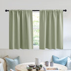 RYB HOME Blackout Privacy Bathroom Window Curtains, Short Thermal Insulated Heat Blocking Privacy Rod Pocket Half Window Curtain Tiers for Nursery Bedroom, Width 42 by Length 30, Sage Green, 2 Panels