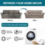 Turquoize 4 Piece Couch Covers for 3 Cushion Couch Sofa Pet Friendly Stretch Couch Cover for Dogs Washable Sofa Covers with Individual Couch Cushion Covers, Jacquard Fabric (3 Cushion Sofa, Taupe)
