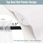 Ebesto White Small Sheer Curtains 2 Panels Set, Kitchen Curtains 24 Inch Length, Elegant Light Filtering Short Window Drapes for Living Room Bedroom, Dual Rod Pocket Design, 2x42Wx24L Inches