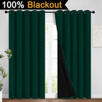 Yakamok 100% Blackout Lined Panels, Room Darkening Thermal Insulated Blackout Curtains for Bedroom, Heat Blocking Drapes for Living Room(62Wx84L, Green, 2 Panels)