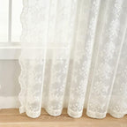 YJ YANJUN Vintage Lace Curtains 92 Inches Long-Victorian Floral Pattern Ivory Sheer Panels Light Filtering Cream Gauze Curtain for Living Room Bedroom Boho Farmhouse Decor 52x92 Cream/Ivory