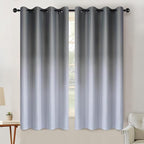 SimpleHome Ombre Room Darkening Curtains 63 inch Long for Bedroom,Gradient Grey White to Gray Light Blocking Thermal Insulated Grommet Curtains Window Drapes for Living Room,2 Panels, 52x63 inches
