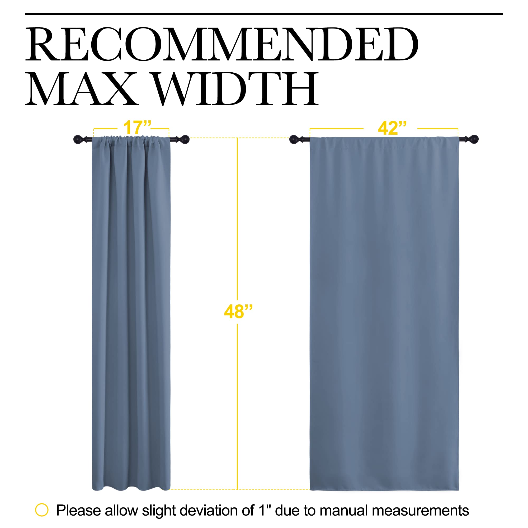 NICETOWN Blackout Curtains for Bedroom, Blackout Curtain Panels, Window Treatment Energy Saving Thermal Insulated Solid Rod Pocket Blackout Drapes/Draperies (Stone Blue, 1 Pair, 42 by 48-inch)