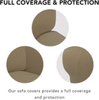 PureFit Super Stretch Sofa Slipcover – Spandex Non Slip Soft Couch Sofa Cover, Washable Furniture Protector with Non Skid Foam and Elastic Bottom for Kids, Pets （Sofa, Tan）