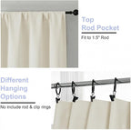 Simplebrand Ava Ivory Short Light Filtering Curtains for Bedroom 54 Inches Long 2 Panels Set, Solid Thermal Insulated, Energy Saving Window Treatment Curtains Light Filtering Drapes, W40 x L54 Inch