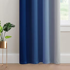 Yakamok Greyish White and Royal Blue Ombre Curtains,Light Blocking Curtains,Room Darkening Grommet Window Drapes for Bedroom(Royal Blue,52x84 Inch,2 Panels)