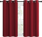NICETOWN Christmas Short Blackout Curtains for Small Kitchen Window, Thermal Insulated Solid Grommet Blackout Curtains/Drapes for Living Room (1 Pair, 42 by 50 inches, Burgundy Red)