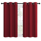 NICETOWN Christmas Short Blackout Curtains for Small Kitchen Window, Thermal Insulated Solid Grommet Blackout Curtains/Drapes for Living Room (1 Pair, 42 by 50 inches, Burgundy Red)