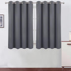 LEMOMO Blackout Curtains 66 x 54 Inch Long Grey Curtains Set of 2 Panels Room Darkening Curtains for Bedroom and Living Room