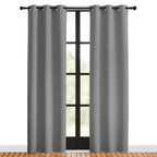 NICETOWN Room Darkening Curtains for Living Room, Silver Grey, W34 x L80, 2 Panels, Easy Care Solid Thermal Insulated Grommet Light Blocking Vertical Drapes for Bedroom
