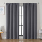 Simplebrand Ava Grey Blackout Curtains for Bedroom 84 Inch Length 2 Panels Set, Solid Thermal Insulated Privacy Living Room Window Treatment Curtains Blackout Drapes, W50 x L84 Inch, Grey