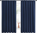 NICETOWN Blackout Curtains for Bedroom, Blackout Draperies, Home Decorations Thermal Insulated Solid Rod Pocket Blackout Drapes for Cafe (Navy, One Pair, 70 x 63-inch)