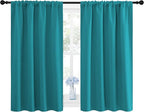 NICETOWN Peacock Blue Blackout Curtains Panels for Window, Thermal Insulated Rod Pocket Blackout Drapes/Draperies for Living Room (2 Panels, W42 x L45 inches)