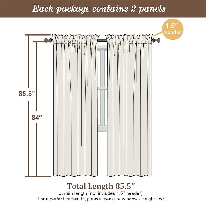 Chyhomenyc Aqua Sheer Curtains 84 Inches Long 2 Panels Set, Light Filtering Soft Airy Window Curtains, Rod Pocket for Living Room Bedroom Window Drapes, 42Wx84L Inch, 2PCS