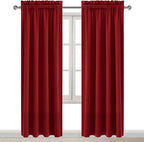 DWCN Christmas Blackout Curtains Room Darkening Thermal Insulated Bedroom Curtains Window Curtain Panels, 42 x 84 inches Long, Set of 2 Burgundy Rod Pocket Drapes