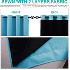 NICETOWN 100% Blackout Short Curtains with Black Liners, Thermal Insulated Full Blackout Lined Drapes, Energy Efficiency Window Draperies for Boy's Room (Teal Blue, 2 Panels, 52-inch W by 45-inch L)