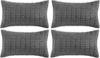Fancy Homi 4 Packs Dark Grey Decorative Throw Pillow Covers 14x24 Inch for Couch Bed, Rustic Modern Farmhouse Boho Home Decor, Soft Plush Corduroy Gray Cute Square Accent Cushion Case 35x60 cm