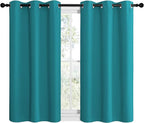 NICETOWN ROM Darkening Curtains 40 inch Length 2 Panels, Thermal Insulated Grommet Blackout Curtains for Modern Casual Elegant Bedroom Kids Room Theme Decoration (Peacock Teal, 2 Pieces, W42)