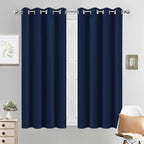 Yakamok Blackout Curtains Room Darkening Thermal Insulated Grommet top Window Curtains for Living Room, 52 x 54 inch, Navy Blue, 2 Panels