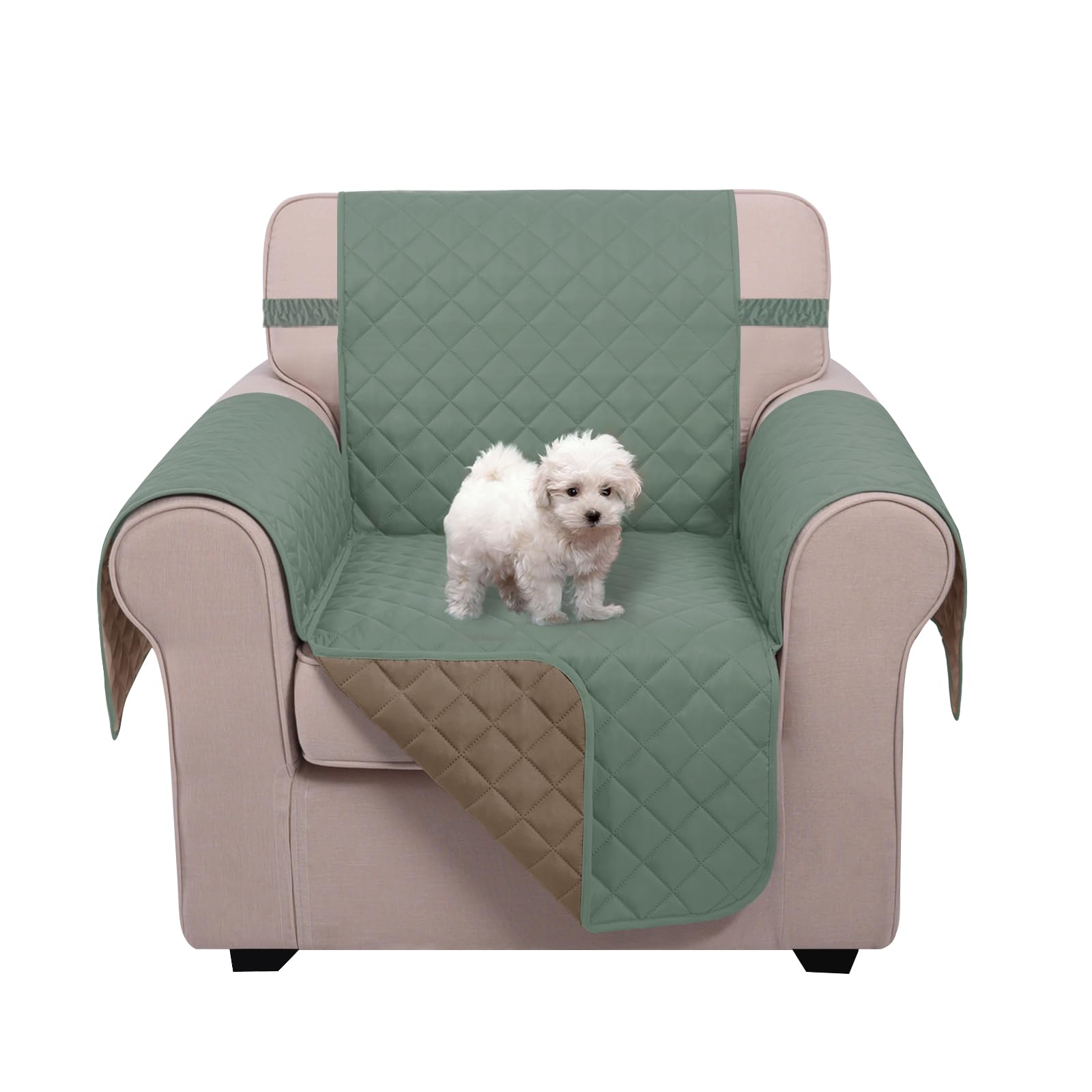 U-NICE HOME Reversible Oversized 28''Chair Covers, Greyish Green/Taupe