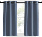 NICETOWN Stone Blue Thermal Insulated Curtains Blackout Draperies, Set of 2, 34 by 40 inches Long, Window Treatment Solid Grommet Room Darkening Drape Panels for Bedroom