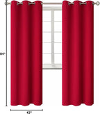 BGment Room Darkening Curtains 84 Inches Long - Grommet Thermal Insulated Drapes Window Treatment Curtains for Bedroom, 2 Panels, 42 x 84 Inch, Red