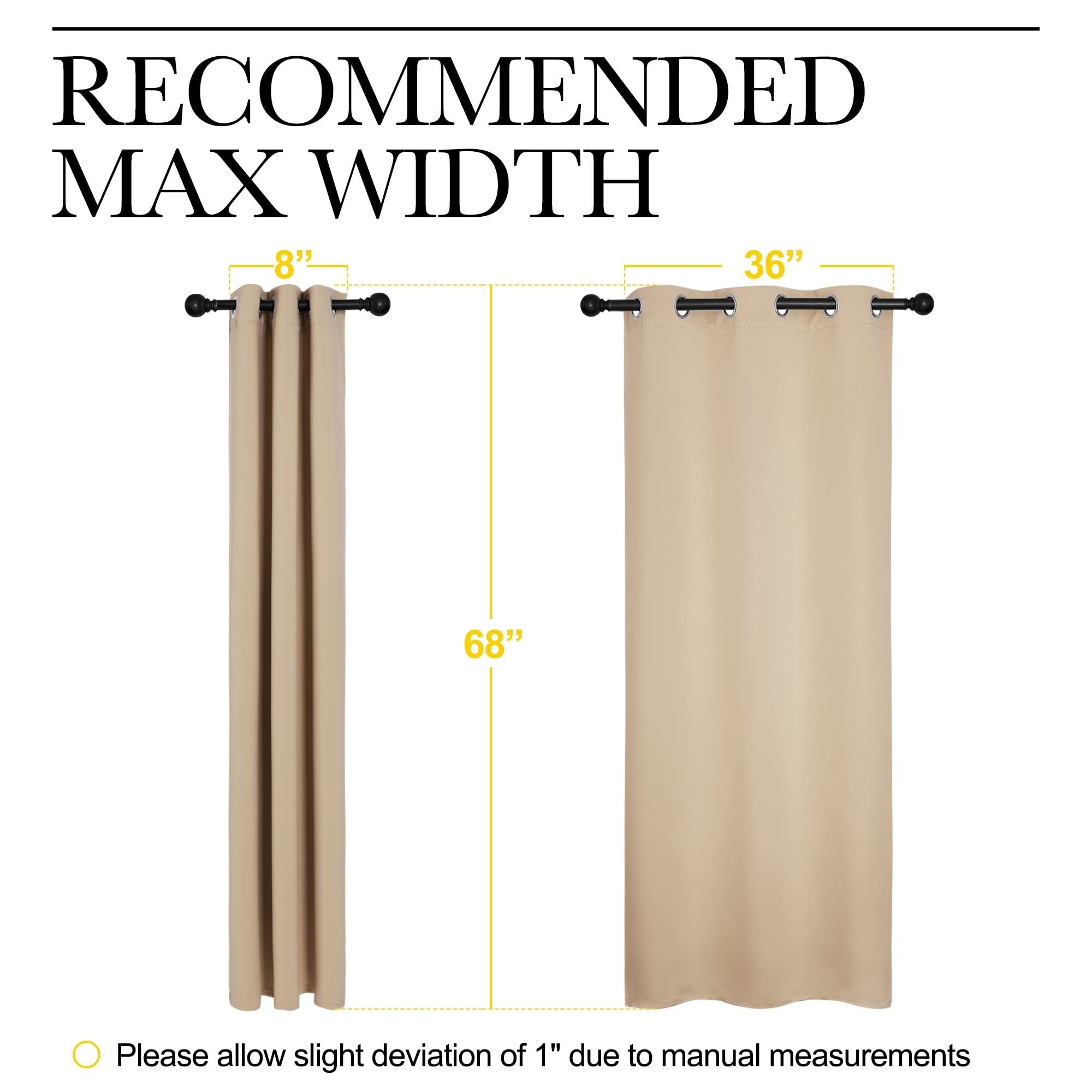 NICETOWN Room Darkening Curtain Panels for Cafe, Thermal Insulated Grommet Room Darkening Draperies/Drapes for Window (Biscotti Beige, 2 Panels, W42 x L68 -inch)