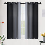 SimpleHome Ombre Room Darkening Curtains 54 inches Length for Bedroom,Grommet Gradient Light Blocking Black Gradient Window Curtains for Living Room,2 Panels, 42x54 inches