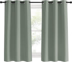 NICETOWN Bedroom Curtain Panels Blackout Draperies, 1 Pair, 42 by 60 inches, Greyish Green, Thermal Insulated Solid Grommet Blackout Curtains/Drapes