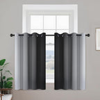 Yakamok Room Darkening Ombre Curtains 36 Inch Length, Black and Greyish White Thermal Insulated Gradient Color Curtains,Light Blocking Grommet Window Drapes for Bedroom,52 Inch Width,2 Panels