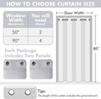 MIULEE Blackout Door Curtain Set of 2, 34 x 80 Inch Greyish White Thermal Insulated Room Divider Drapes with Grommet Top for Privacy Cover, Living Room, Bedroom, Closet & Temporary Doorway