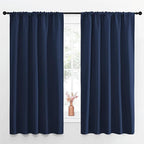 NICETOWN Navy Curtains Blackout Draperies - Modern Design Thermal Insulated Rod Pocket Blackout Drapes for Kid's Bedroom, Window Covering (1 Pair, 52 x 63 inches)