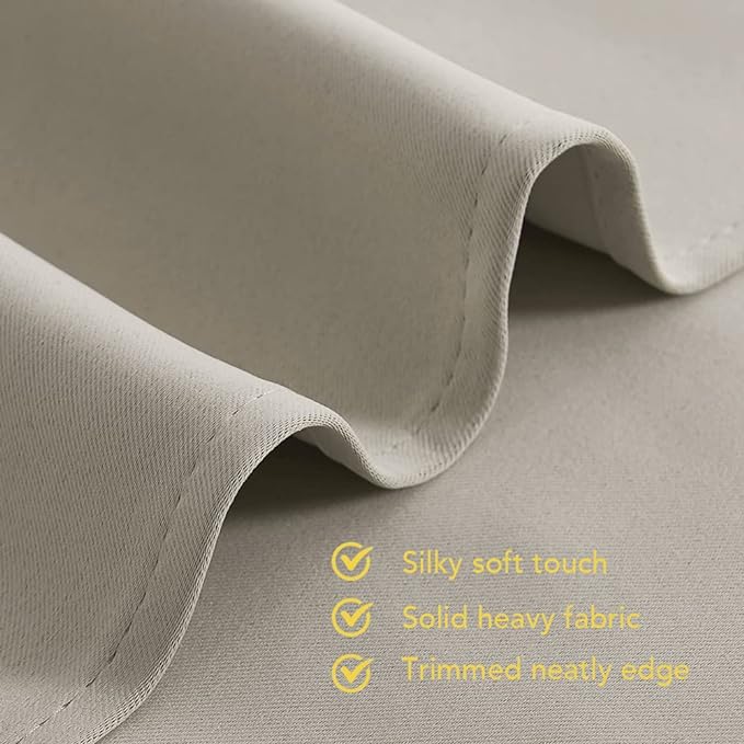 NICETOWN Thermal Insulated Narural Blackout Curtains for Bedroom, Window Treatment Solid Grommet Room Darkening Drape Panels for Bedroom (Set of 2, 70 by 63 inches Long)