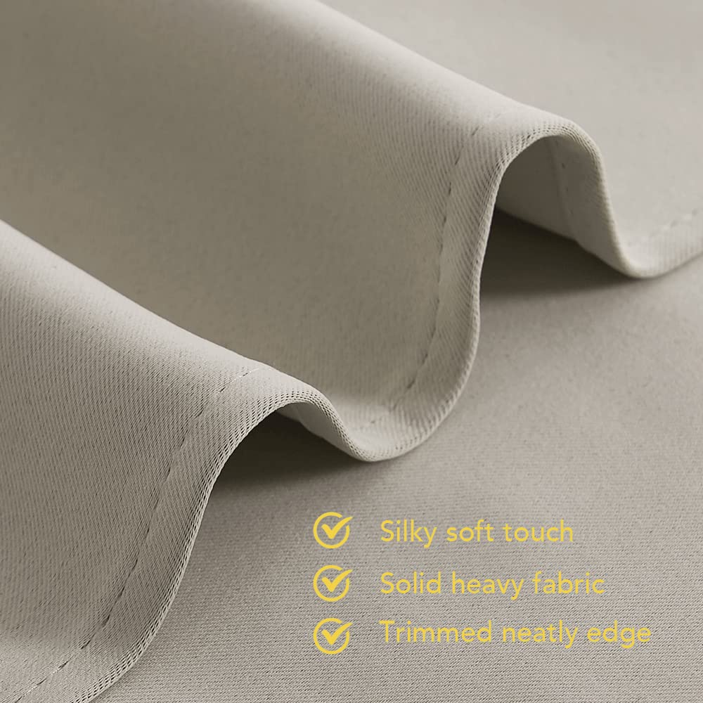 NICETOWN Kitchen Curtains, Short Curtains for Bedroom Windows, Natural, 42" W by 60" L, 1 Pair, Thermal Insulated Room Darkening Curtain Panels for Girls Room, Cafe