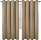 LEMOMO Blackout Curtains 66 x 72 Inch Long Natural Curtains Set of 2 Panels Room Darkening Curtains for Bedroom and Living Room