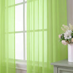 Aiyufeng Lime Sheer Curtains 63 Inch Length 2 Panels Set for Living Room, Light Filtering Lime Window Sheers Drapes for Bedroom, Each 42" W x 63" L