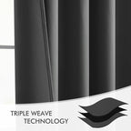MIULEE Back Tab Grey Blackout Curtains 90 Inch Long 2 Panels Set for Living Room Bedroom Privacy, Rod Pocket/Pinch Pleated Thermal Insulated Room Darkening Light Blocking Curtains, 52 x 90 Inch