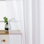 Ebesto White Small Sheer Curtains 2 Panels Set, Kitchen Curtains 24 Inch Length, Elegant Light Filtering Short Window Drapes for Living Room Bedroom, Dual Rod Pocket Design, 2x42Wx24L Inches