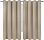 LEMOMO Khaki Blackout Curtains 66 x 63 Inch Length/Set of 2 Curtain Panels/Thermal Insulated Room Darkening Blackout Curtains for Bedroom