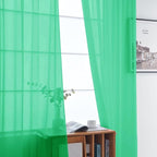 SpaceDresser Basic Rod Pocket Sheer Voile Window Curtain Panels Grass Green 1 Pair 2 Panels 52 Width 72 Inch Long for Kitchen Bedroom Children Living Room Yard（Grass Green, 52W x 72L）