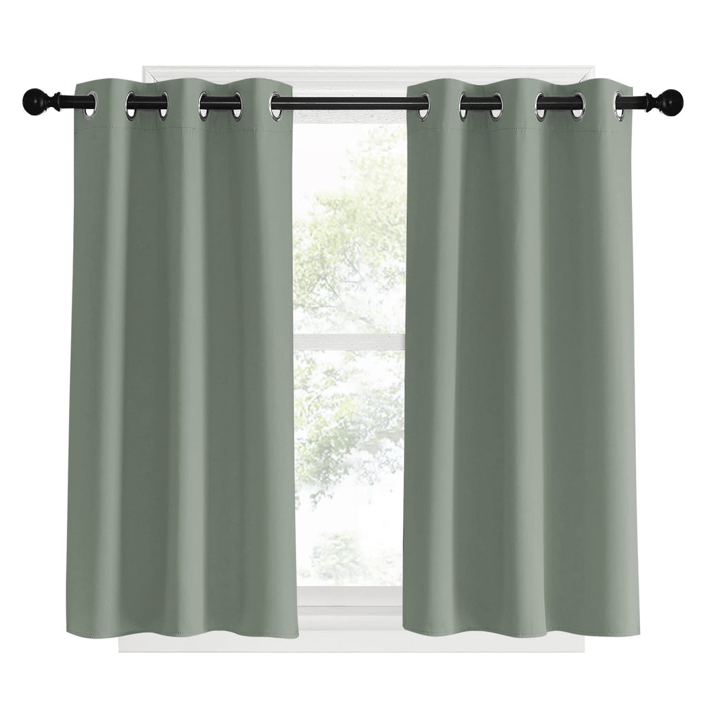 NICETOWN Bedroom Curtain Panels Blackout Draperies, Sage Green, 1 Pair, 34 by 40-inch, Thermal Insulated Solid Grommet Blackout Curtains/Drapes