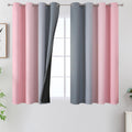 Pink and Grey Ombre Blackout Curtains for Bedroom 45 Inch Long 2 Panels