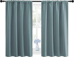 NICETOWN Greyish Blue Blackout Curtains Panels for Window, Thermal Insulated Rod Pocket Blackout Drapes/Draperies for Living Room (2 Panels, W42 x L48 inches)