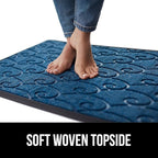 GORILLA GRIP 100% Waterproof All-Season WeatherMAX Doormat, US Designed Natural Rubber, Stain and Fade Resistant, Low Profile Indoor Outdoor Door Mats, Easy Clean Patio Mat, 29x17, Ocean Blue Waves